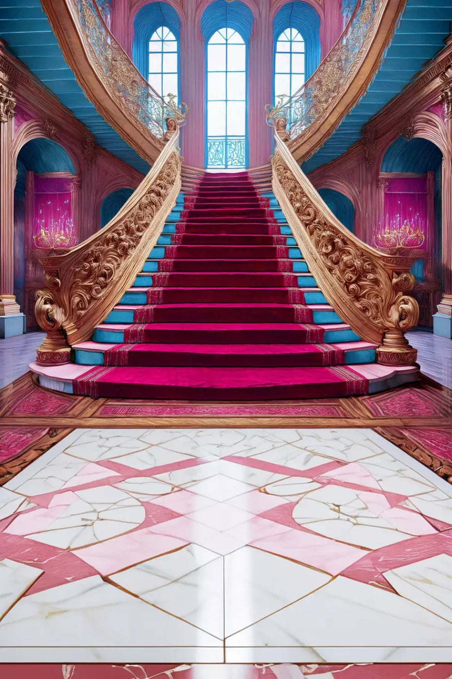 Princess Staircase Sweep 8’X12’ Ultracloth (96 X 144 Inch) Backdrop
