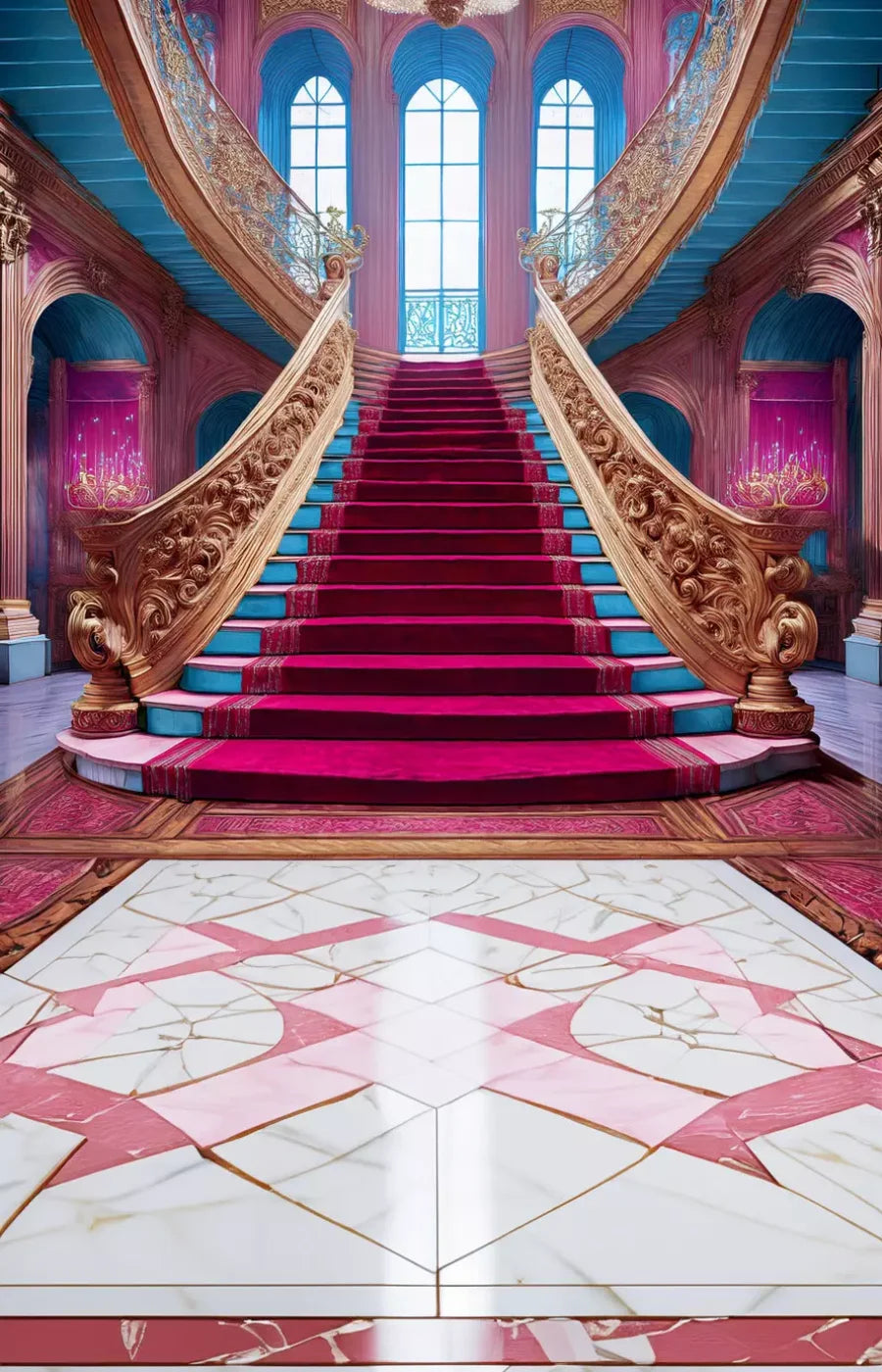 Princess Staircase Sweep 9’X14’ Ultracloth (108 X 168 Inch) Backdrop