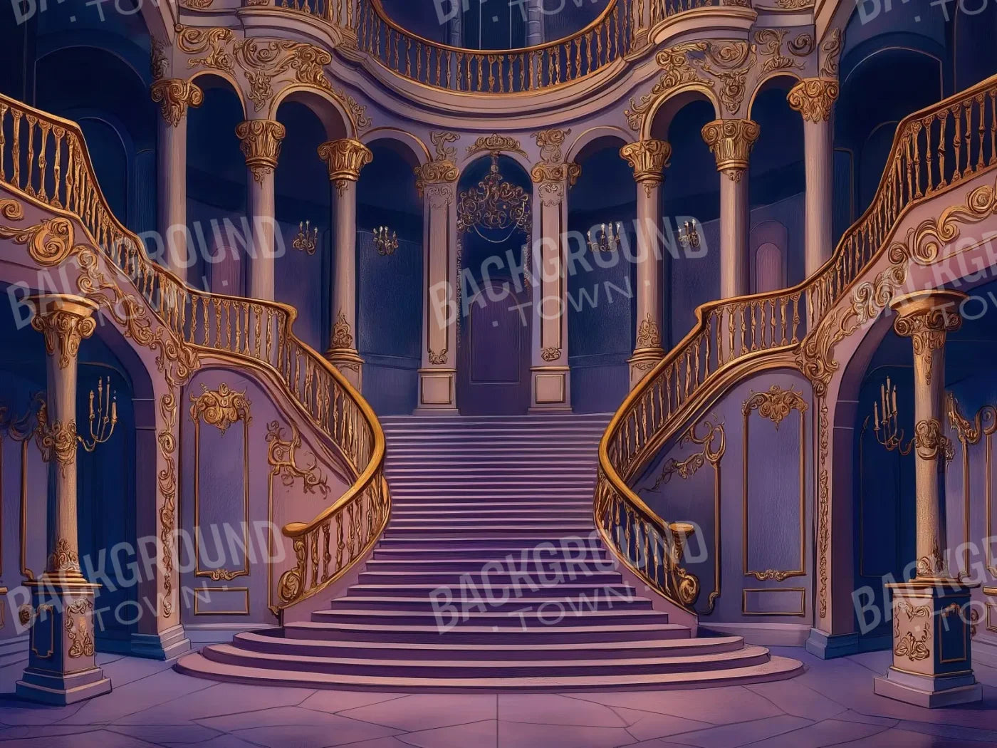 Princess Stairs II 6’8x5’ Fleece (80 x 60 inch) Backdrop