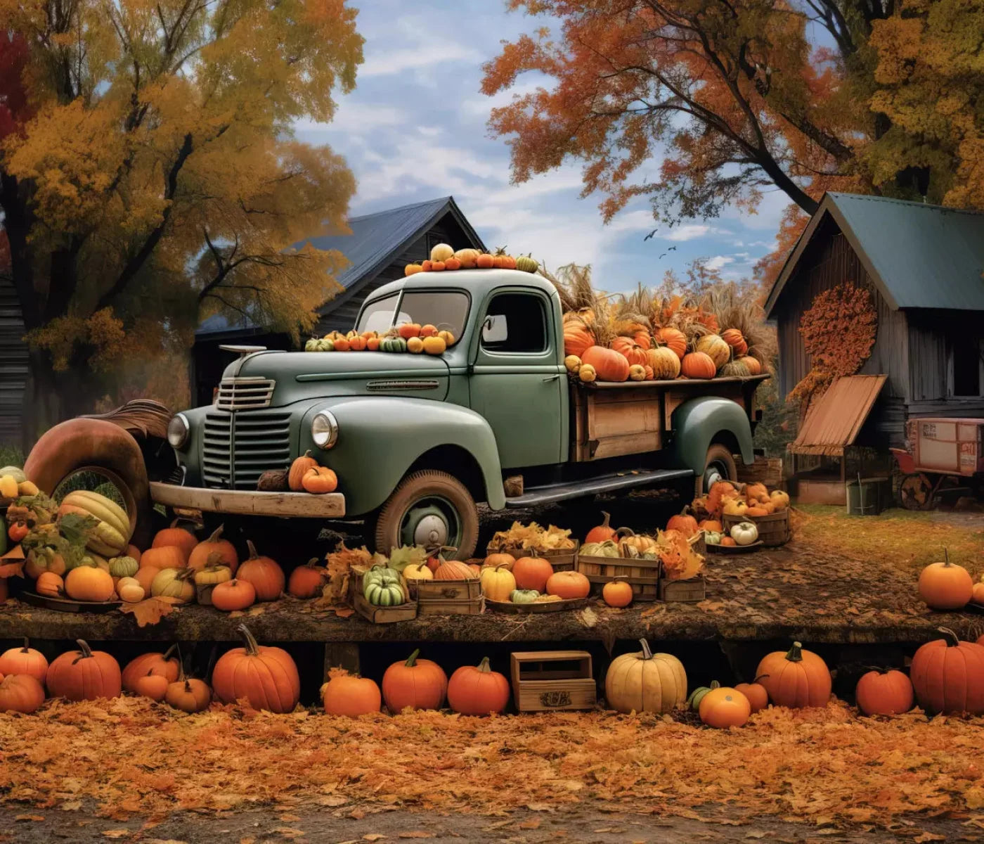 Pumpkin Pickin In Fall 12X10 Ultracloth ( 144 X 120 Inch ) Backdrop