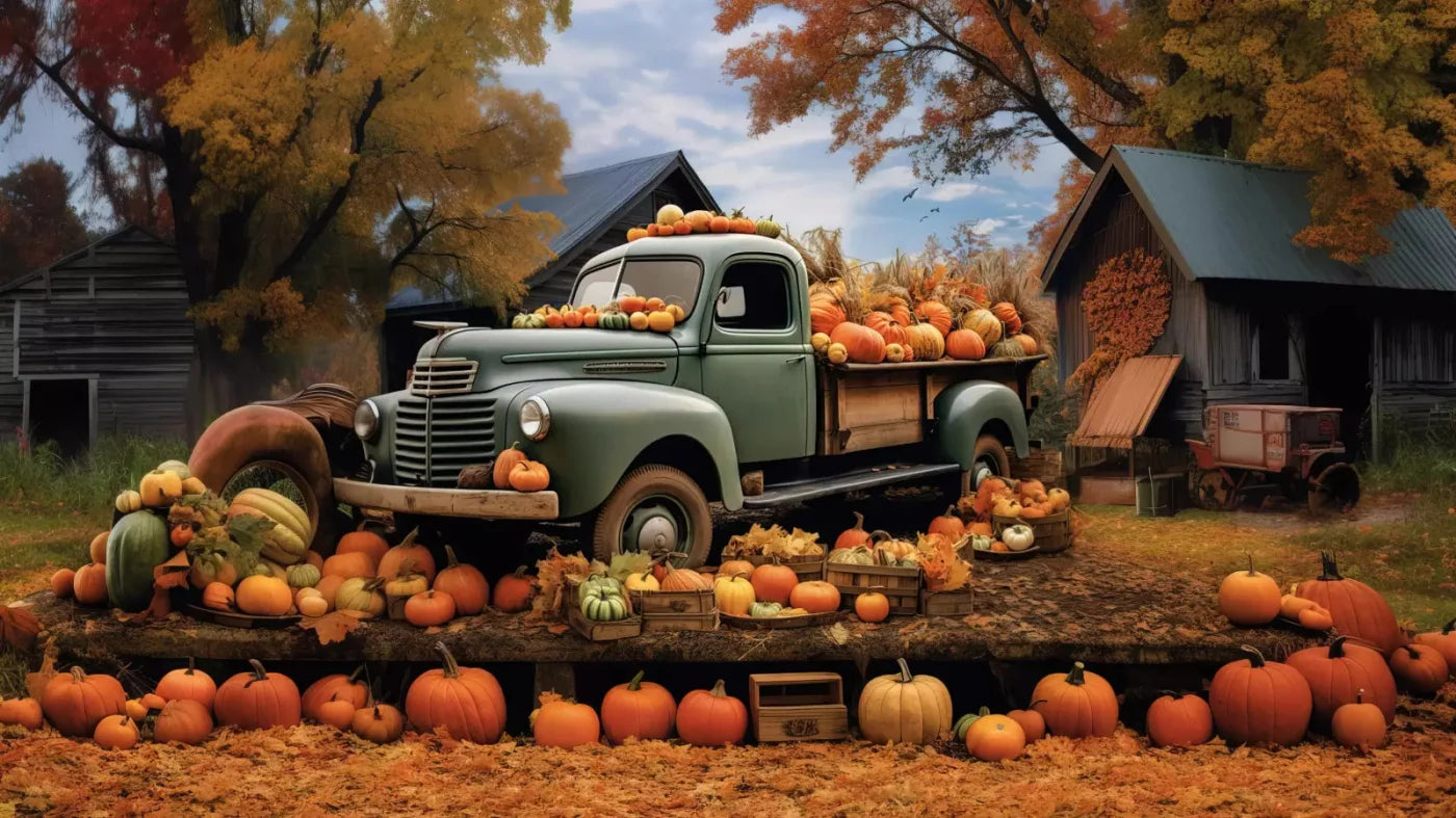 Pumpkin Pickin In Fall 14X8 Ultracloth ( 168 X 96 Inch ) Backdrop