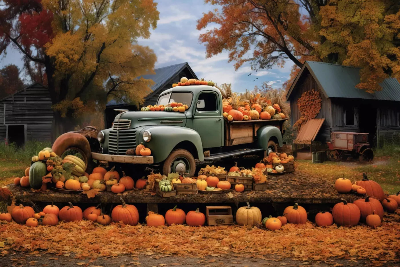 Pumpkin Pickin In Fall 8X5 Ultracloth ( 96 X 60 Inch ) Backdrop