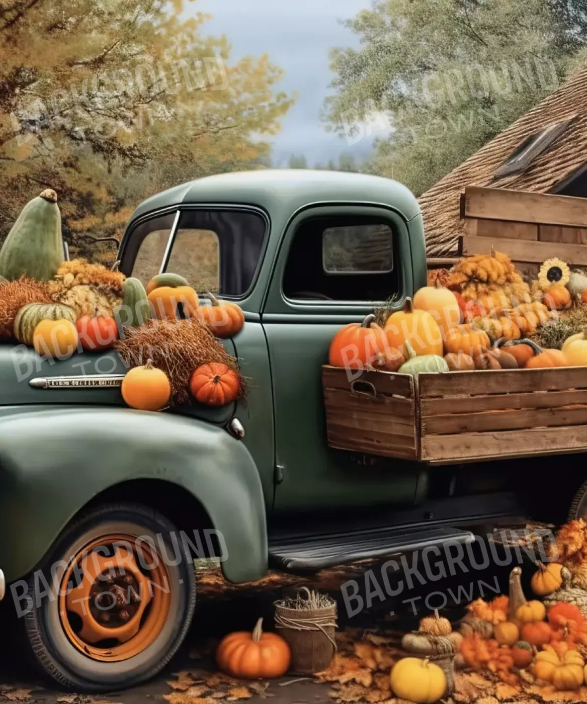 Orange , Brown , Green Backdrop for Photography