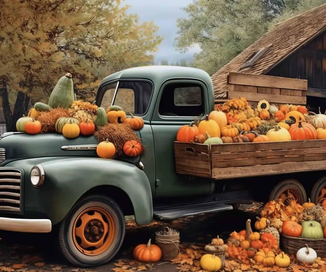 Pumpkin Pickin In Fall Close 5’X4’2 Fleece (60 X 50 Inch) Backdrop