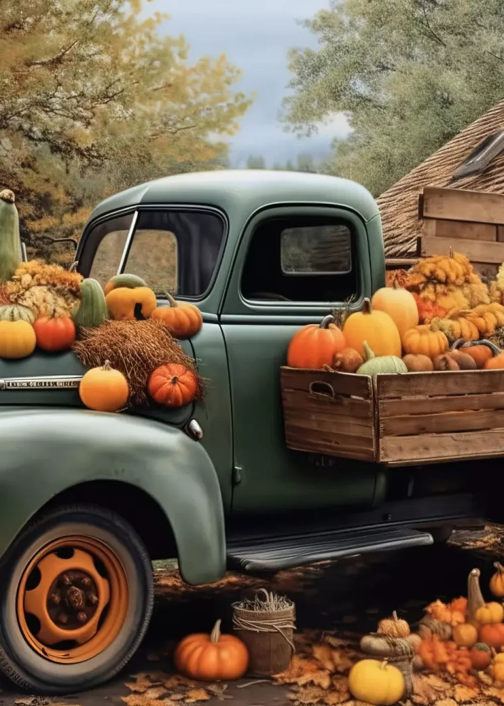 Pumpkin Pickin In Fall Close 5’X7’ Ultracloth (60 X 84 Inch) Backdrop