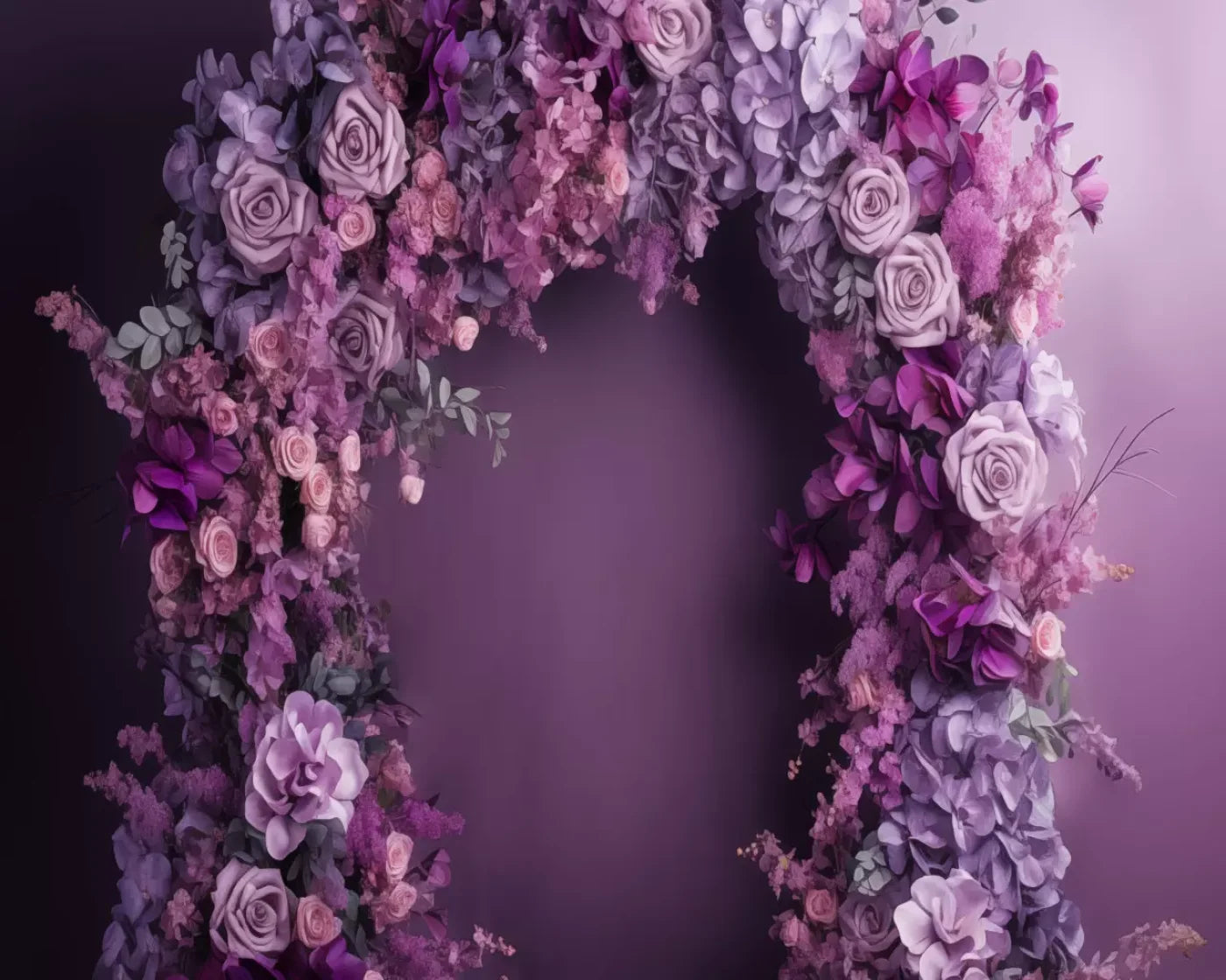 Purple Studio Floral Arch 10’X8’ Fleece (120 X 96 Inch) Backdrop