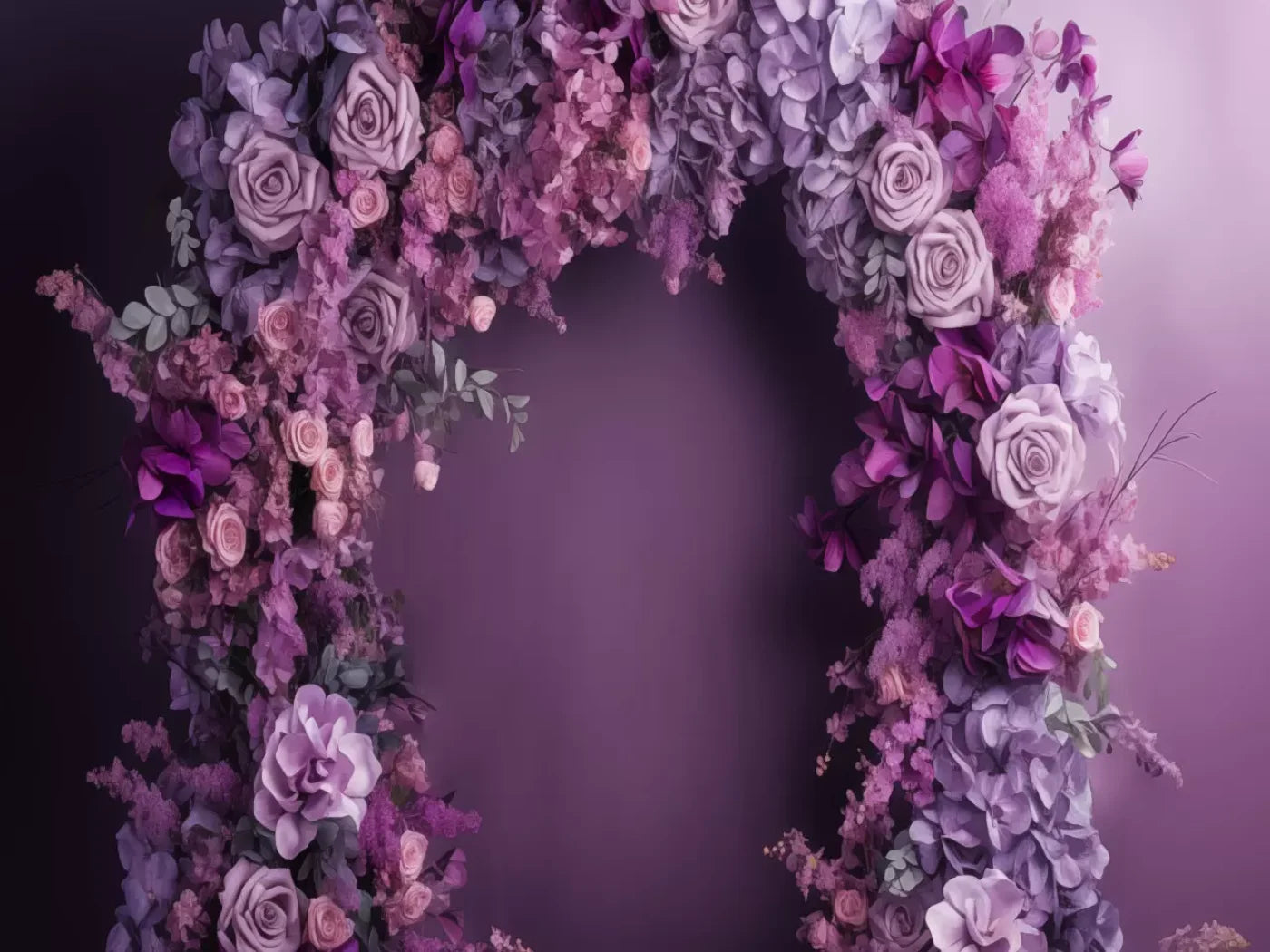 Purple Studio Floral Arch 6’8X5’ Fleece (80 X 60 Inch) Backdrop