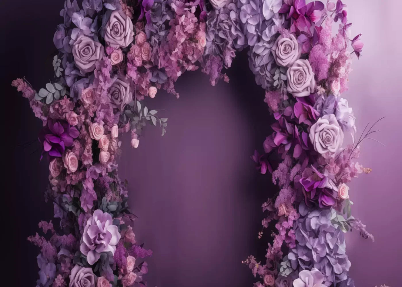 Purple Studio Floral Arch 7’X5’ Ultracloth (84 X 60 Inch) Backdrop