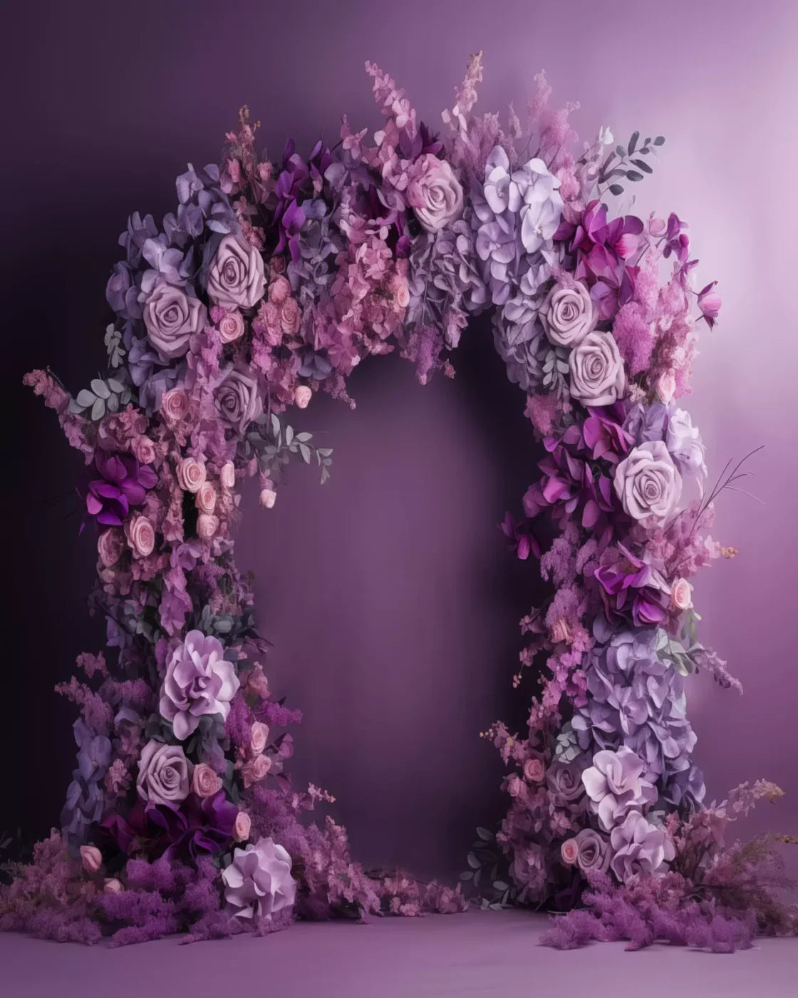 Purple Studio Floral Arch 8’X10’ Fleece (96 X 120 Inch) Backdrop