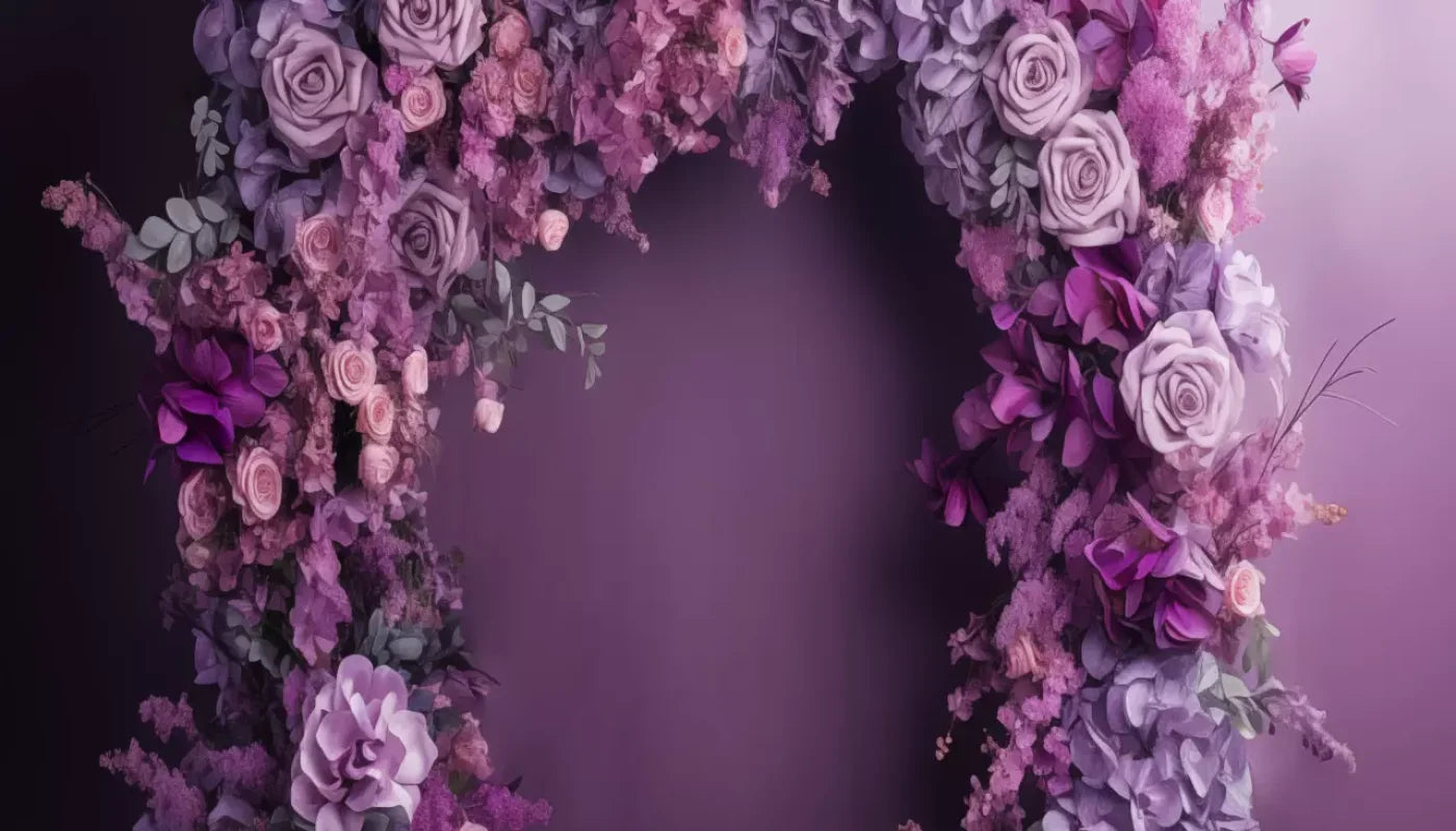 Purple Studio Floral Arch 14’X8’ Ultracloth (168 X 96 Inch) Backdrop