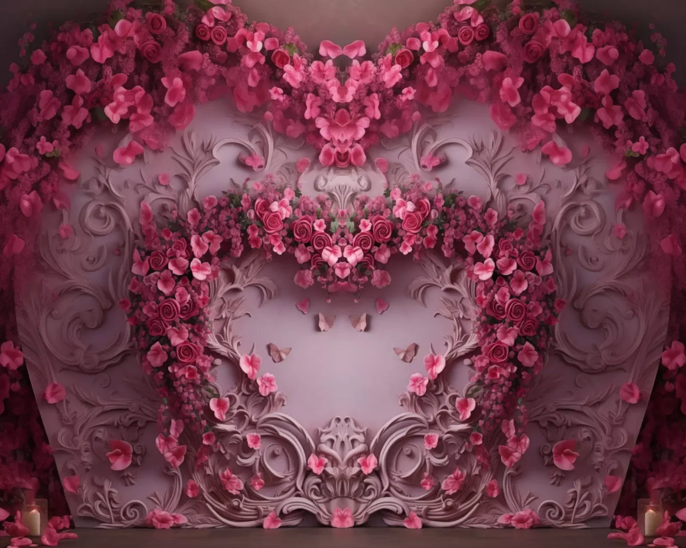 Queen Monty Roses V 10’X8’ Fleece (120 X 96 Inch) Backdrop
