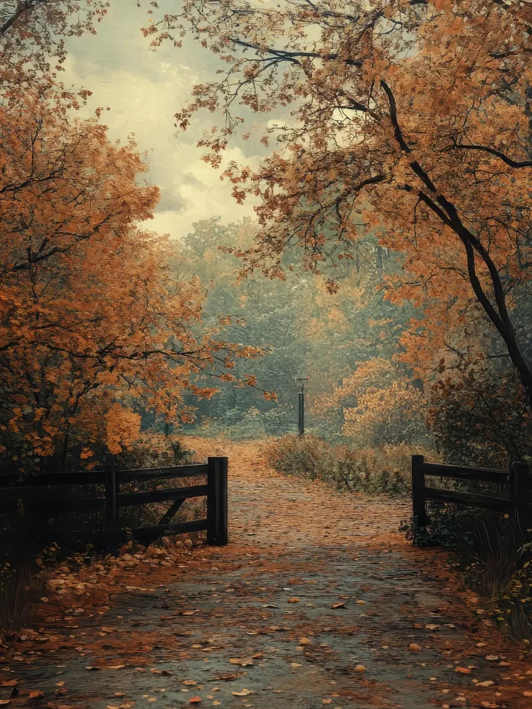 Quiet Fall Lane 5’X6’8 Fleece (60 X 80 Inch) Backdrop