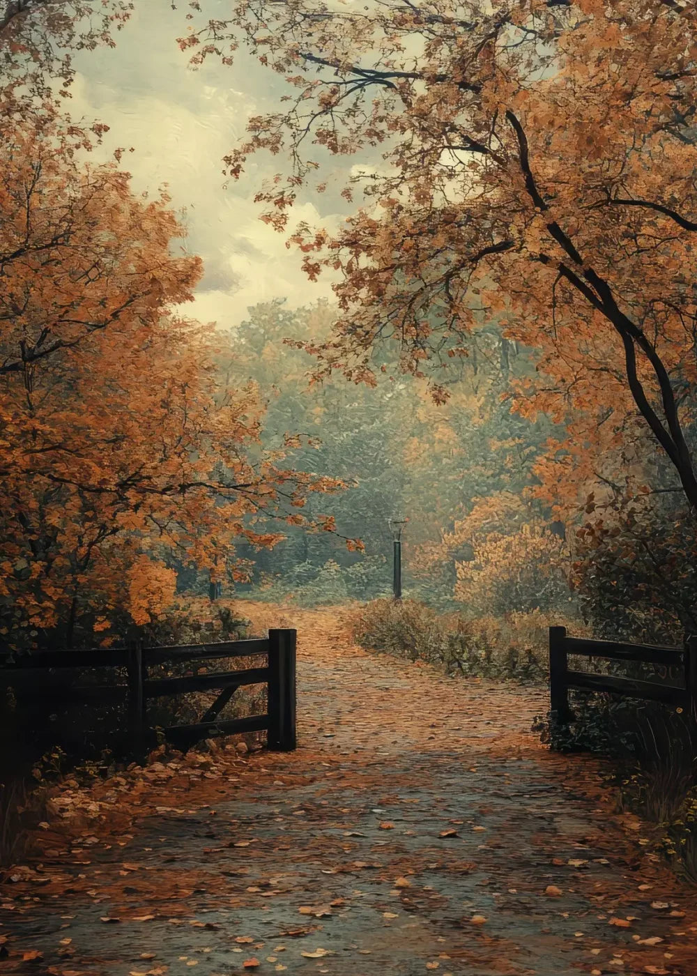 Quiet Fall Lane 5’X7’ Ultracloth (60 X 84 Inch) Backdrop