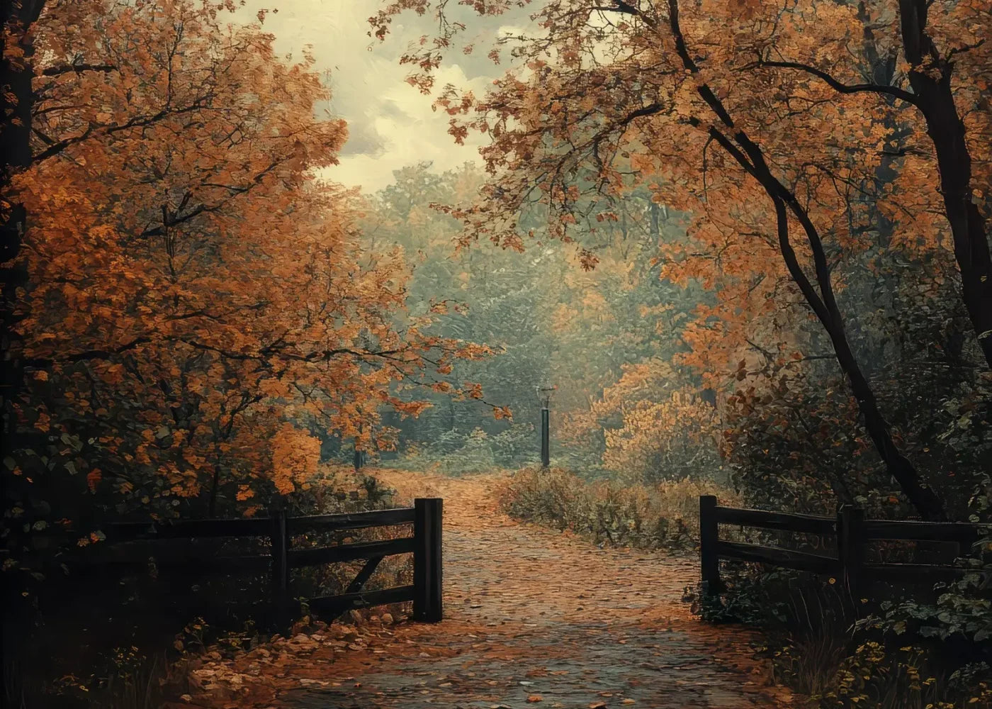Quiet Fall Lane 7’X5’ Ultracloth (84 X 60 Inch) Backdrop