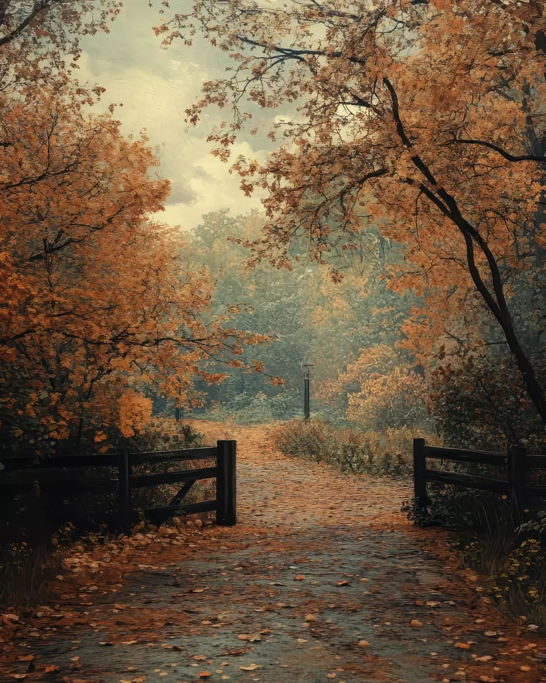 Quiet Fall Lane 8’X10’ Fleece (96 X 120 Inch) Backdrop