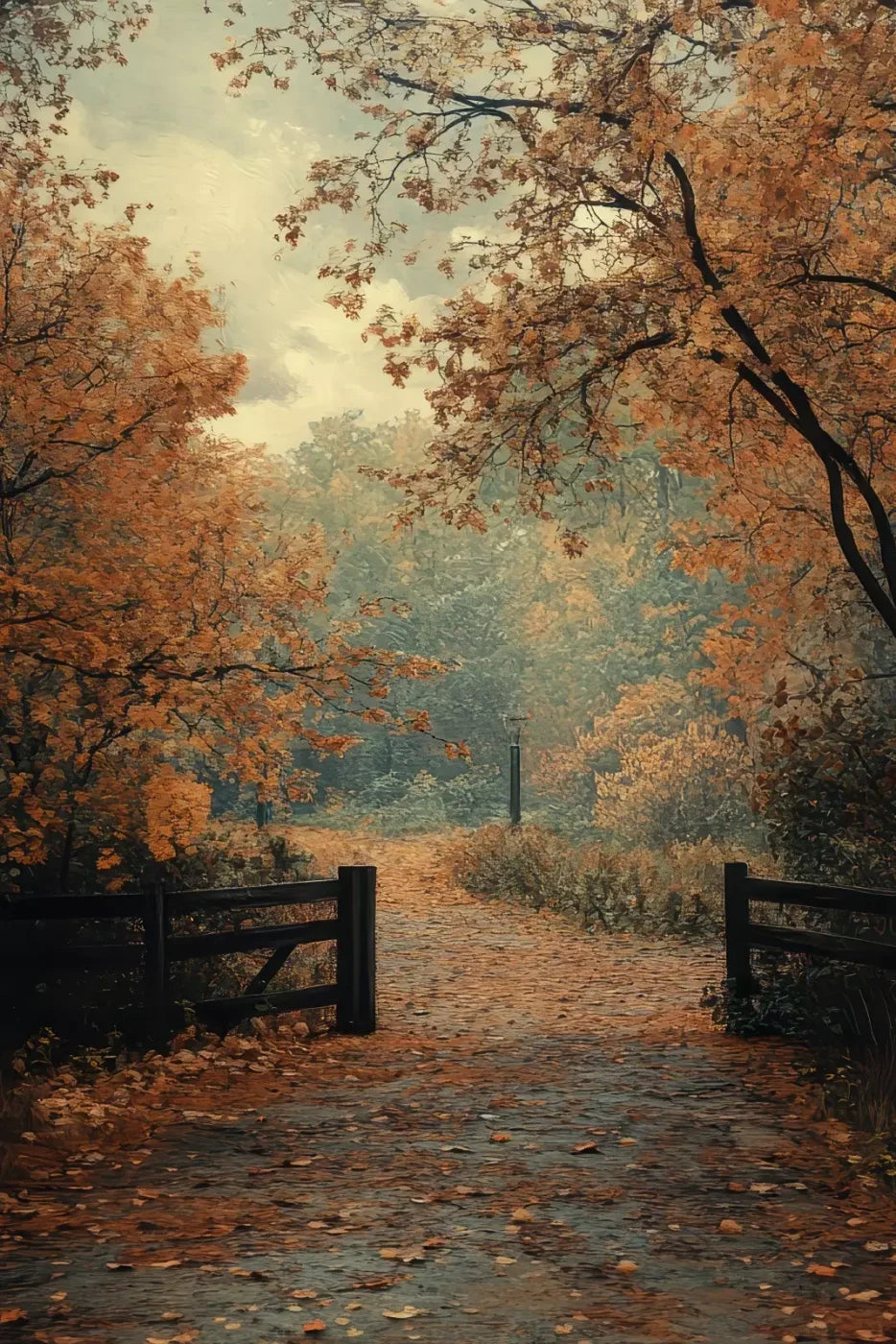 Quiet Fall Lane 8’X12’ Ultracloth (96 X 144 Inch) Backdrop