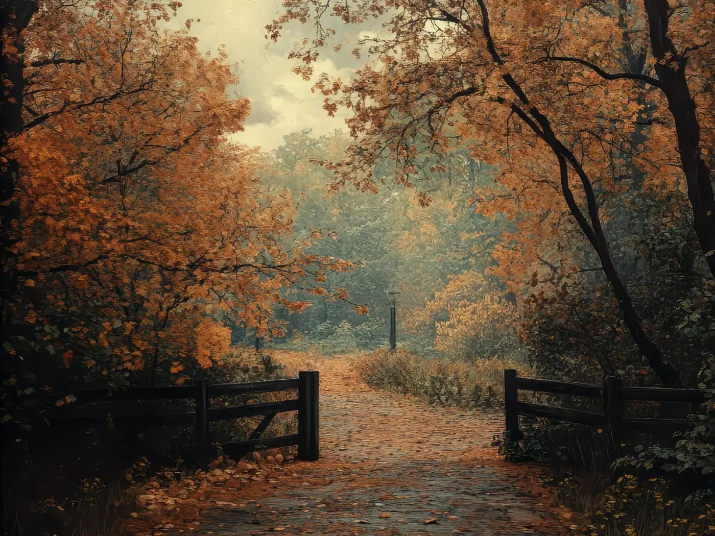 Quiet Fall Lane 8’X6’ Fleece (96 X 72 Inch) Backdrop