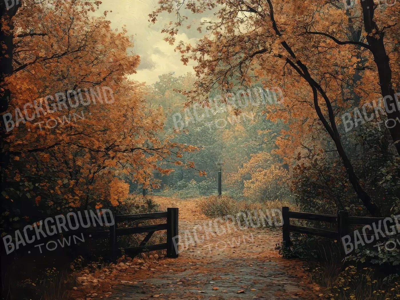 Quiet Fall Lane 8’X6’ Fleece (96 X 72 Inch) Backdrop