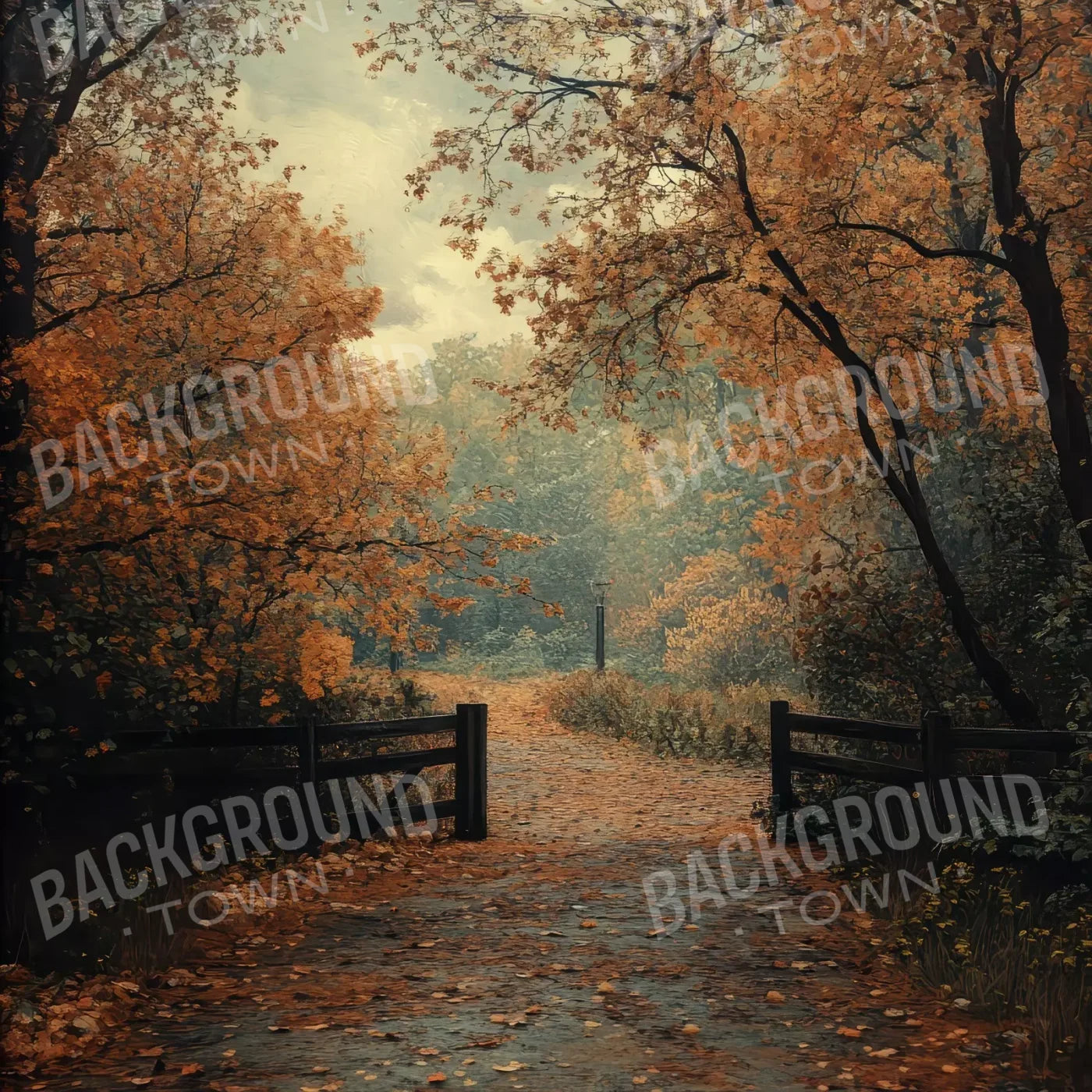 Quiet Fall Lane 8’X8’ Fleece (96 X Inch) Backdrop