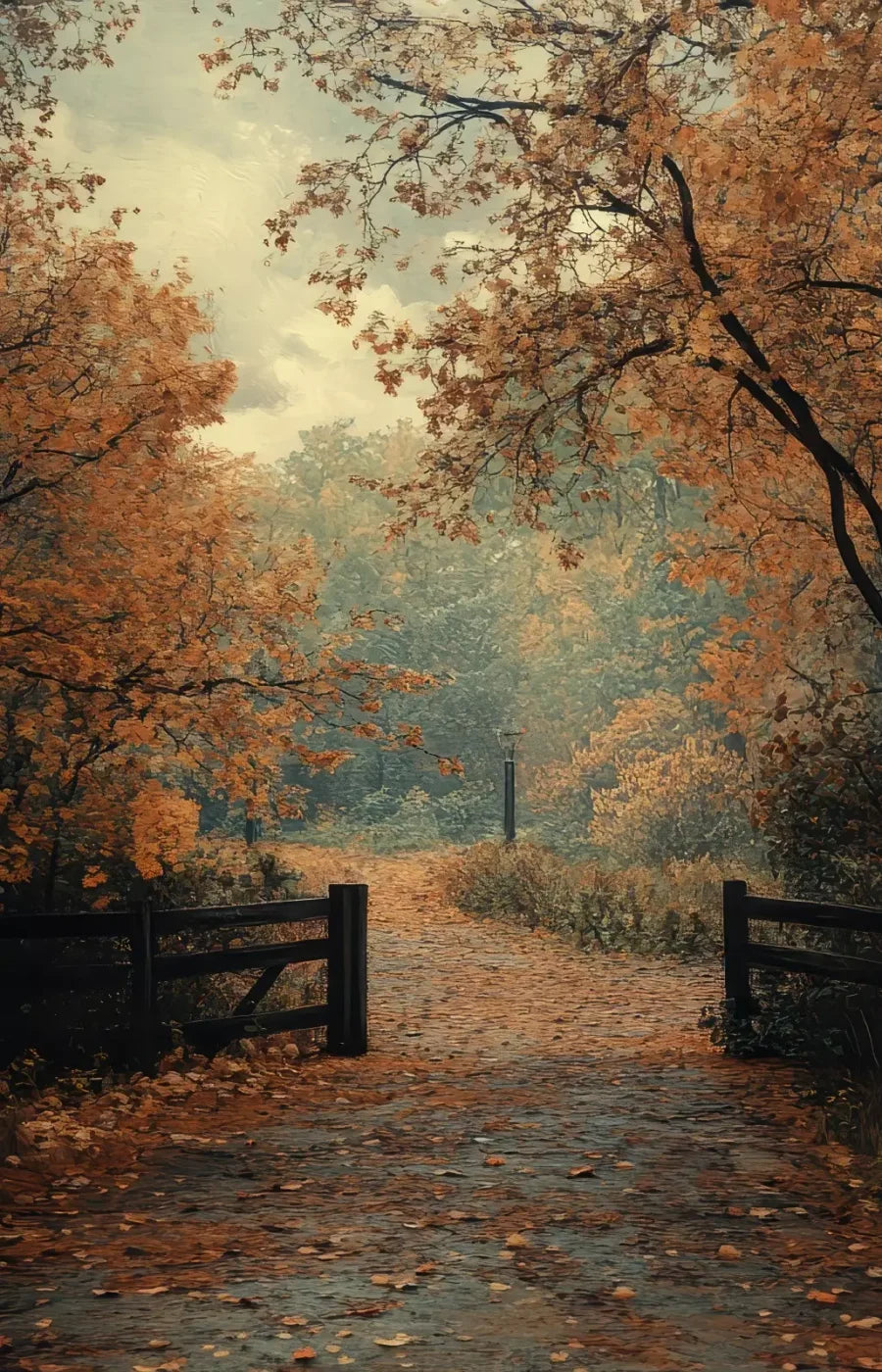 Quiet Fall Lane 9’X14’ Ultracloth (108 X 168 Inch) Backdrop