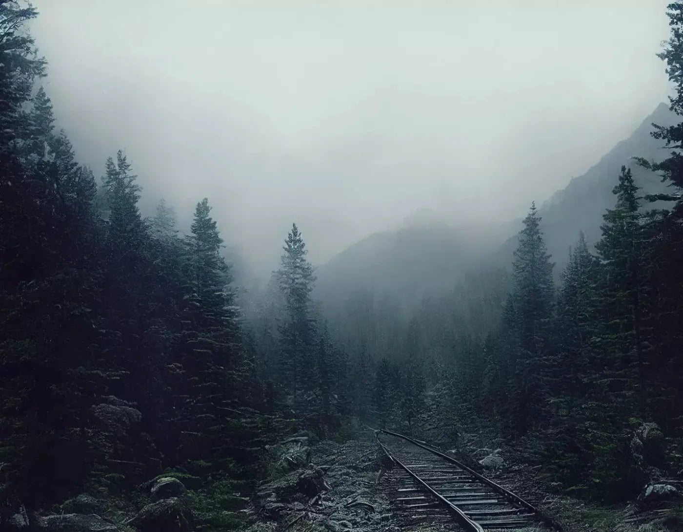 Railroad Haze 8X6 Fleece ( 96 X 72 Inch ) Backdrop