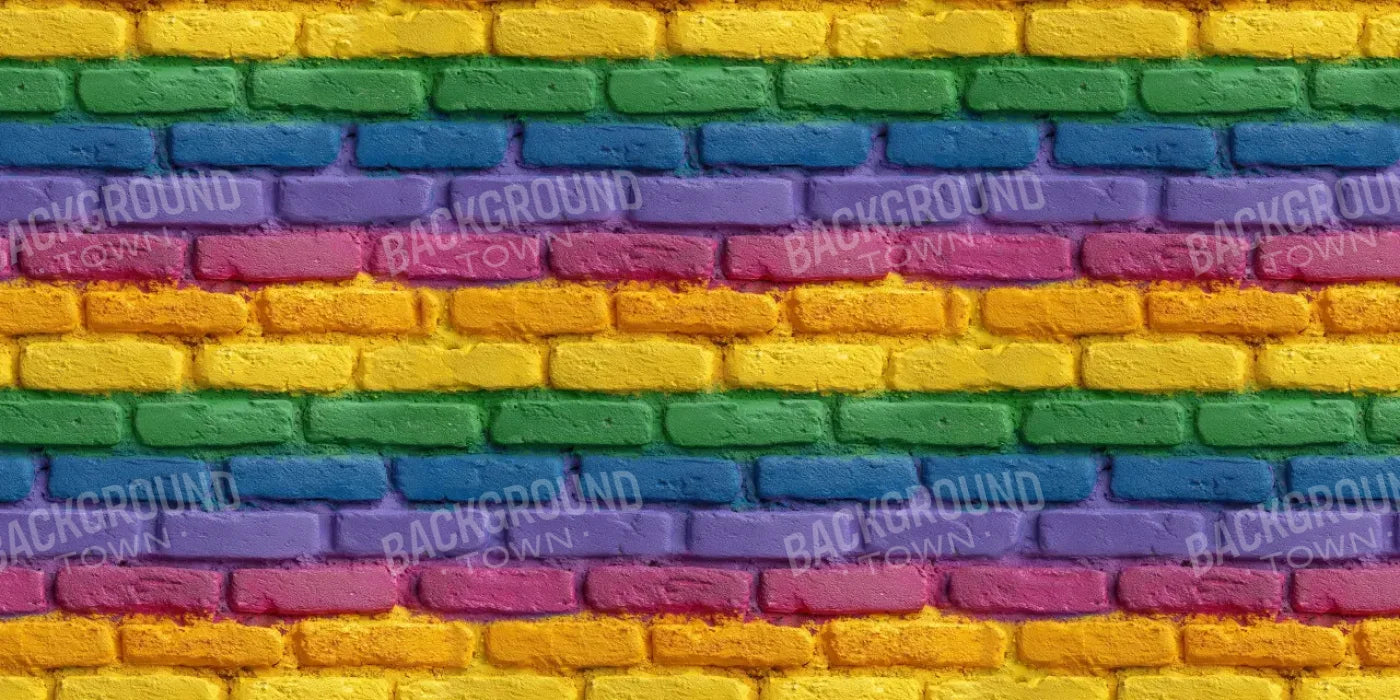 Rainbow Brick Wall 16’x8’ UltraCloth (192 x 96 inch) Backdrop