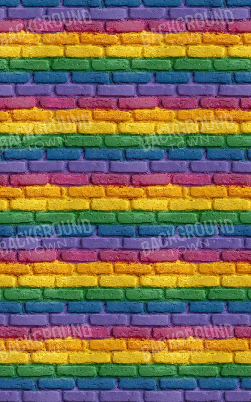 Rainbow Brick Wall 5’x8’ UltraCloth (60 x 96 inch) Backdrop