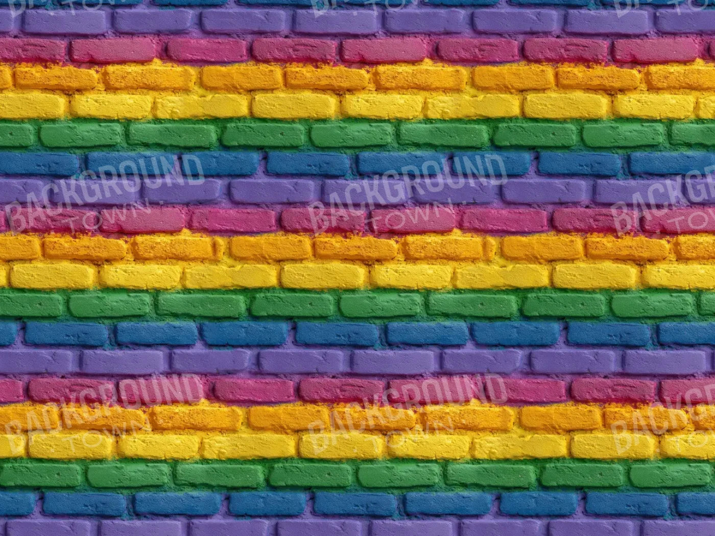 Rainbow Brick Wall 6’8x5’ Fleece (80 x 60 inch) Backdrop