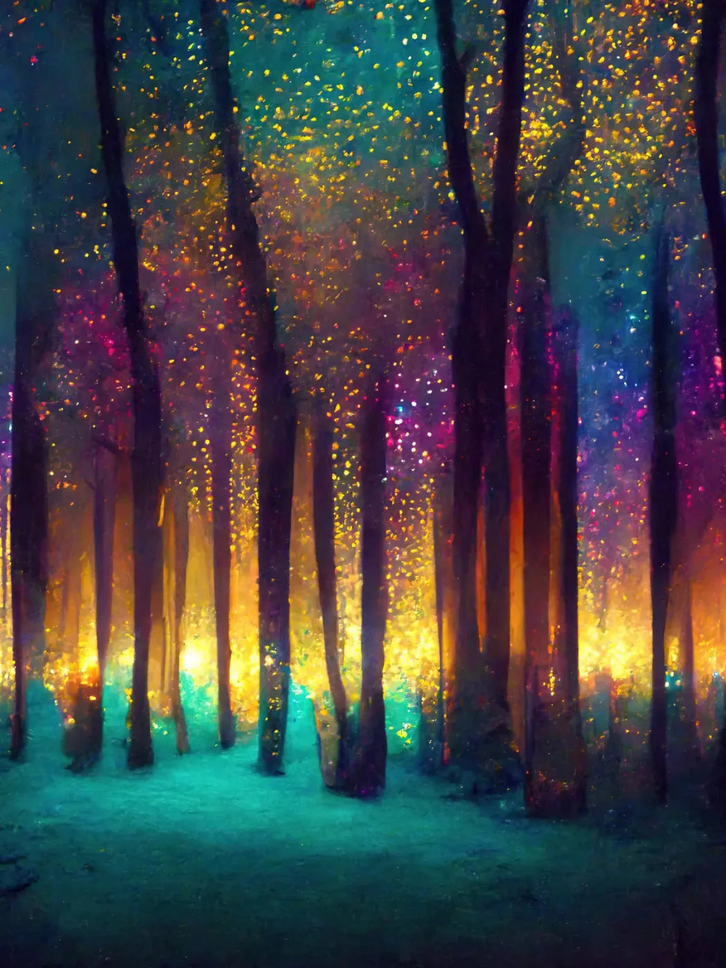 Rainbow Forest 5X68 Fleece ( 60 X 80 Inch ) Backdrop