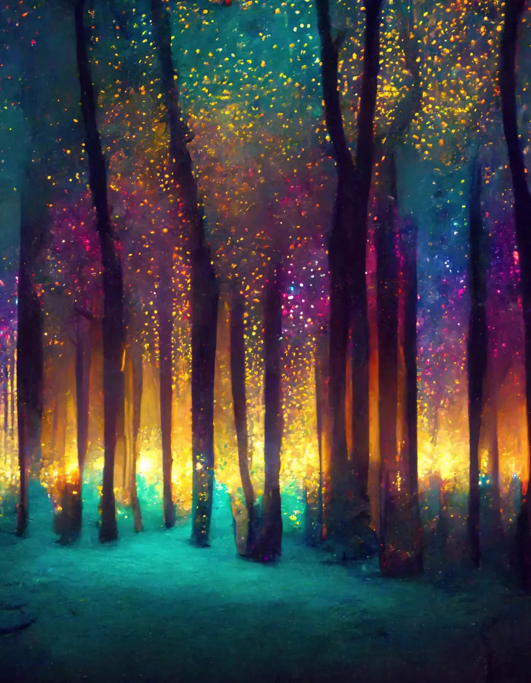 Rainbow Forest 6X8 Fleece ( 72 X 96 Inch ) Backdrop