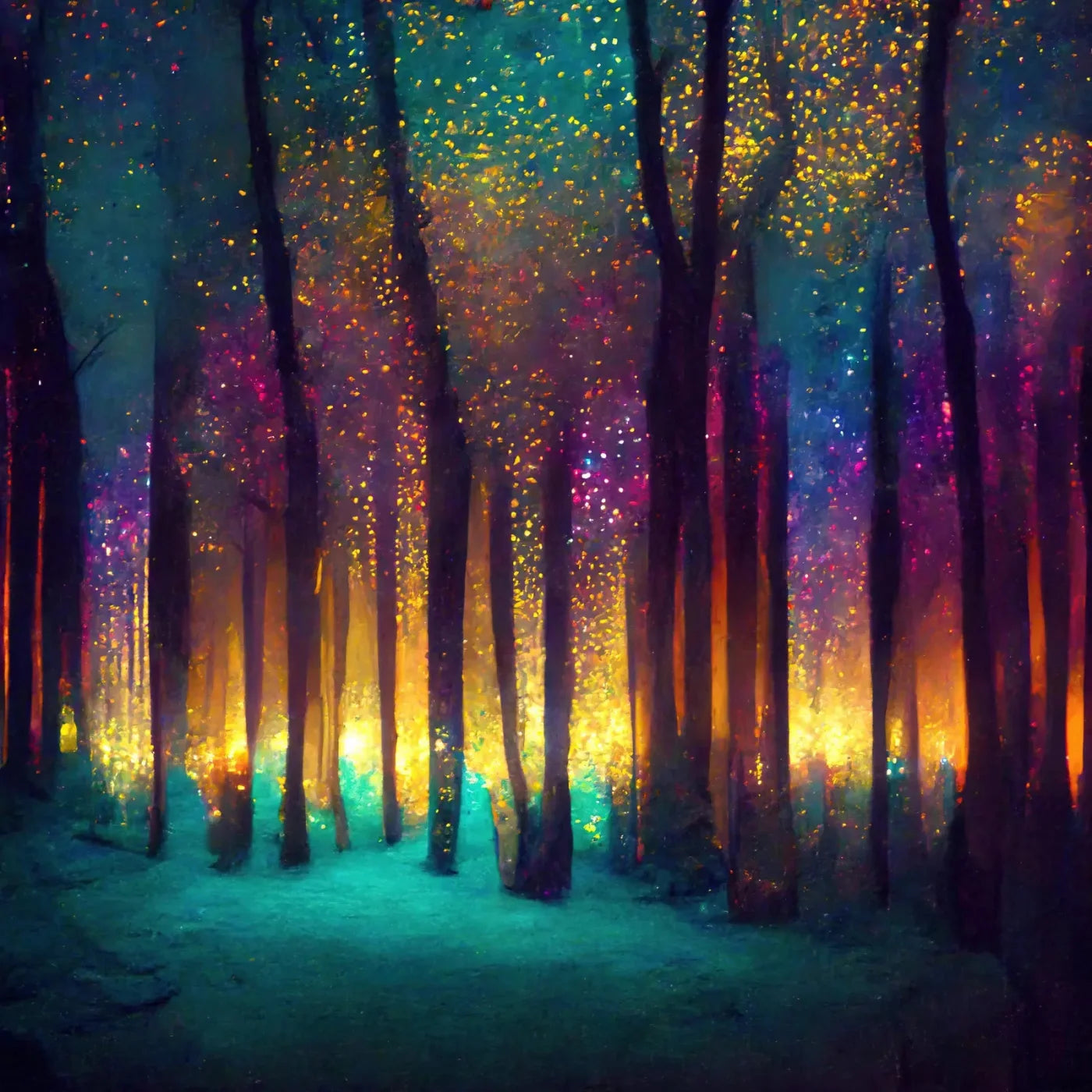 Rainbow Forest 8X8 Fleece ( 96 X Inch ) Backdrop