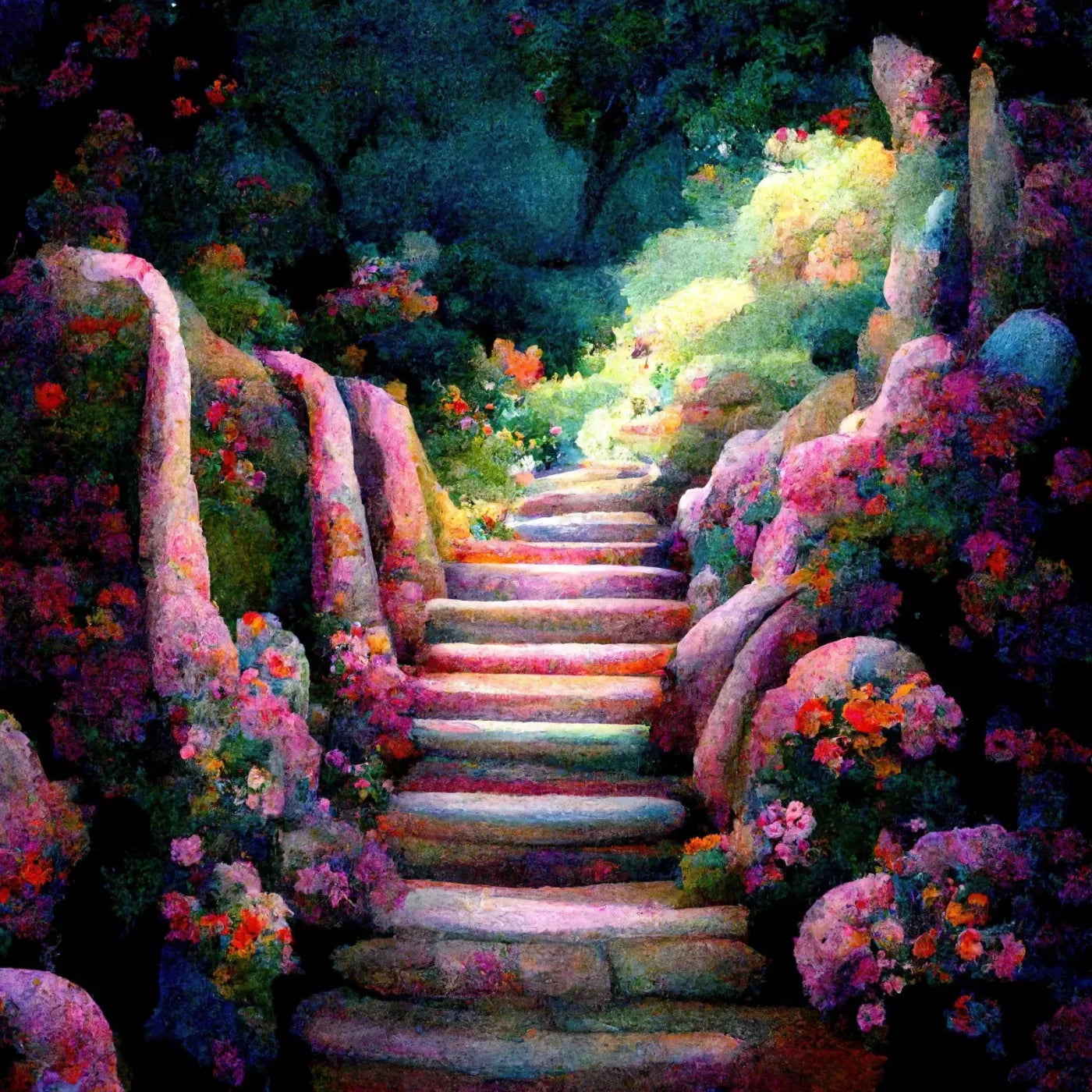 Rainbow Stair 8X8 Fleece ( 96 X Inch ) Backdrop