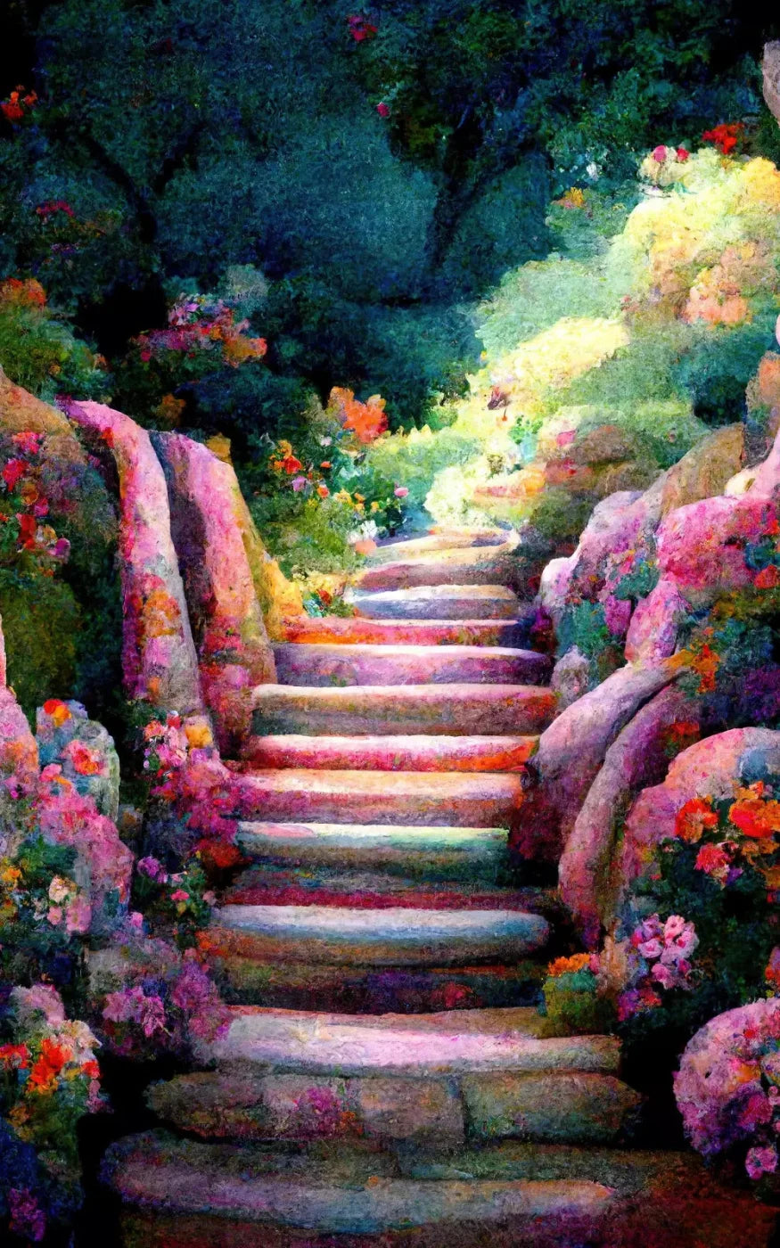 Rainbow Stair 9X14 Ultracloth ( 108 X 168 Inch ) Backdrop