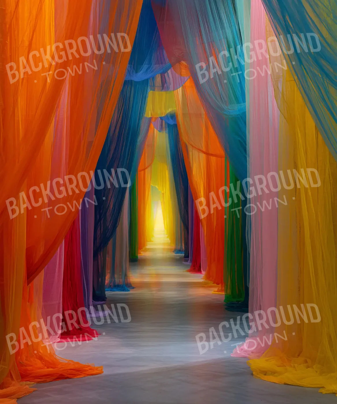 Rainbow Sheer Curtain Hallway 10’x12’ UltraCloth (120 x 144 inch) Backdrop