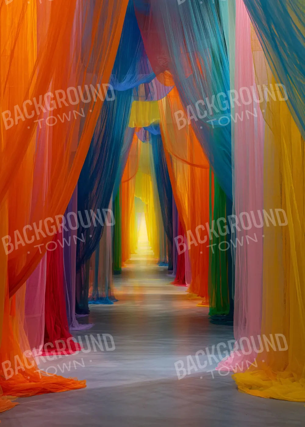 Rainbow Sheer Curtain Hallway 5’x7’ UltraCloth (60 x 84 inch) Backdrop