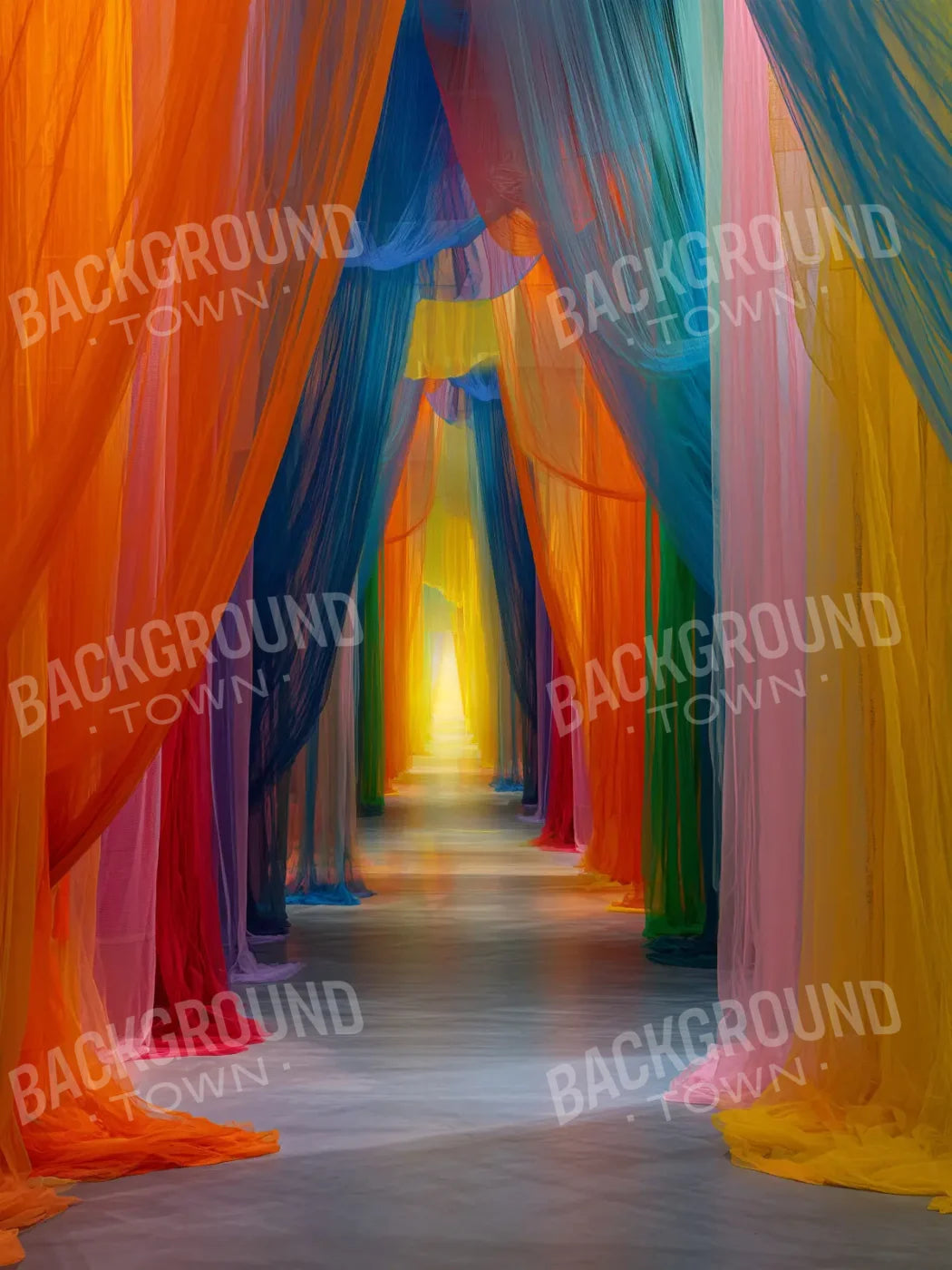 Rainbow Sheer Curtain Hallway 6’x8’ Fleece (72 x 96 inch) Backdrop