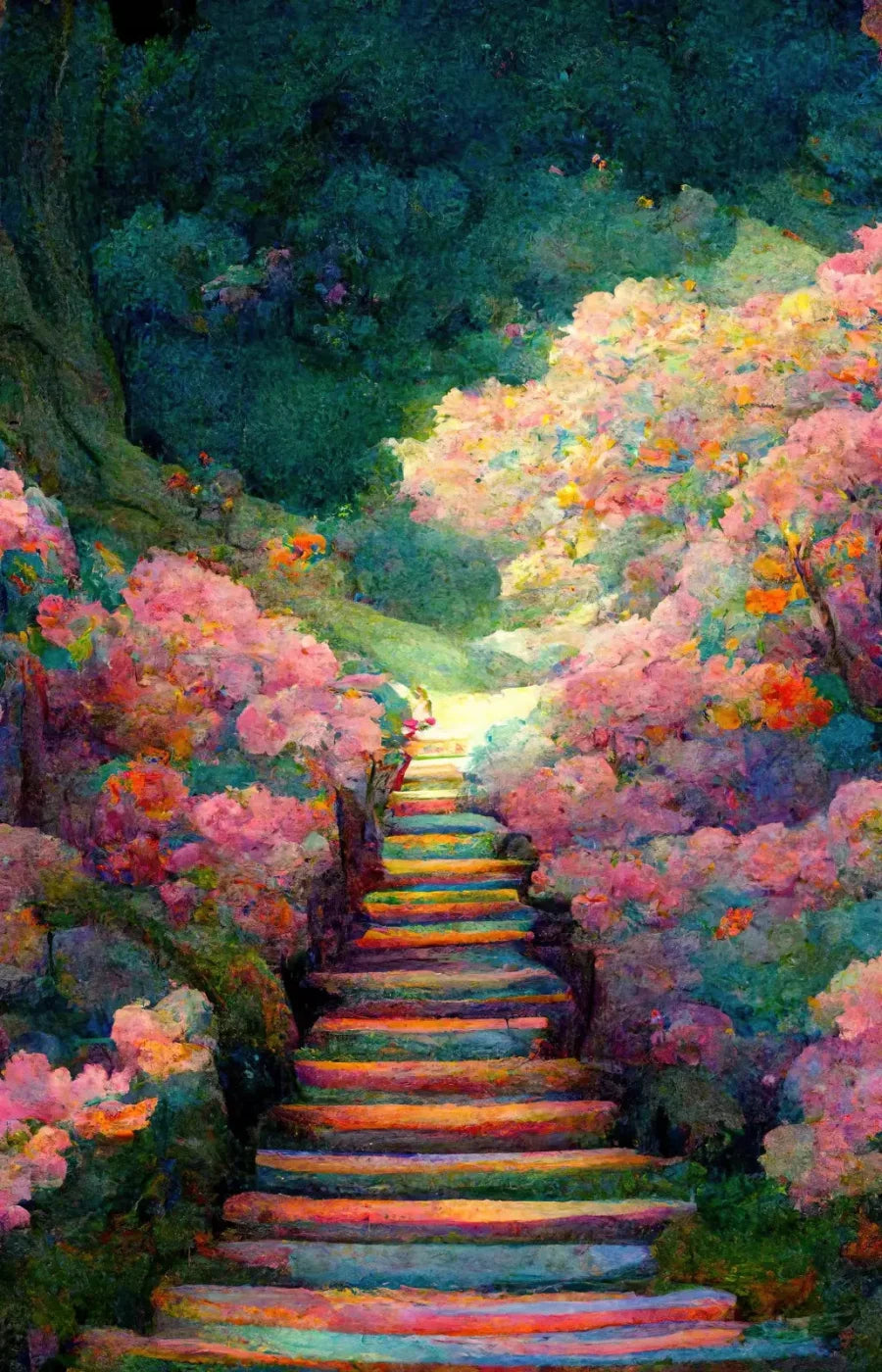 Rainbow Staircase 8X12 Ultracloth ( 96 X 144 Inch ) Backdrop