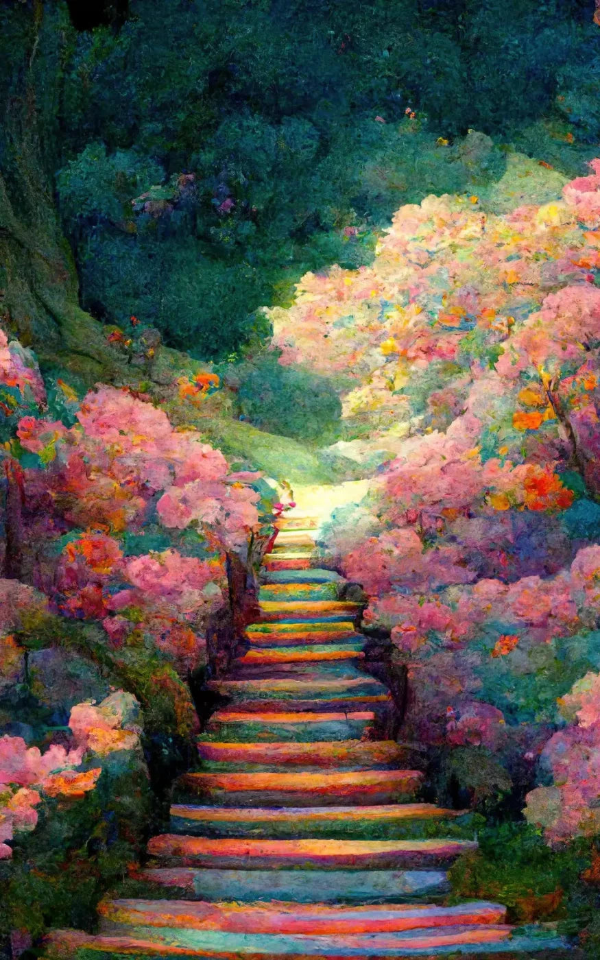 Rainbow Staircase 9X14 Ultracloth ( 108 X 168 Inch ) Backdrop