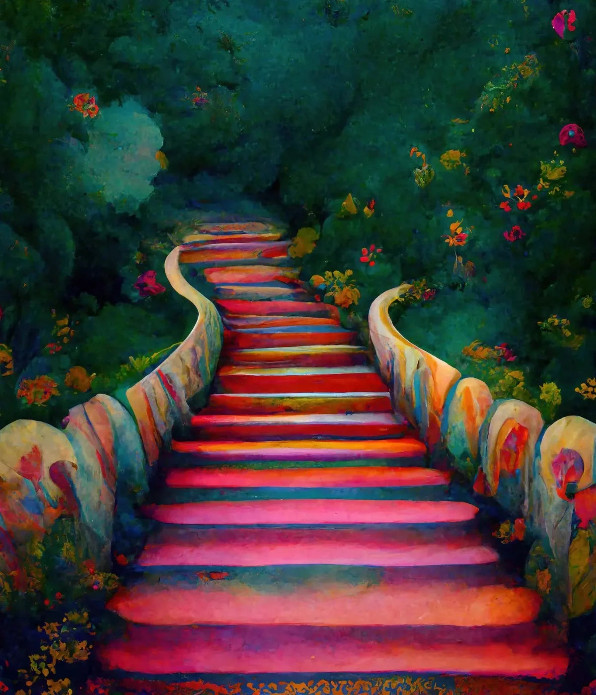 Rainbow Stairs 10X12 Ultracloth ( 120 X 144 Inch ) Backdrop
