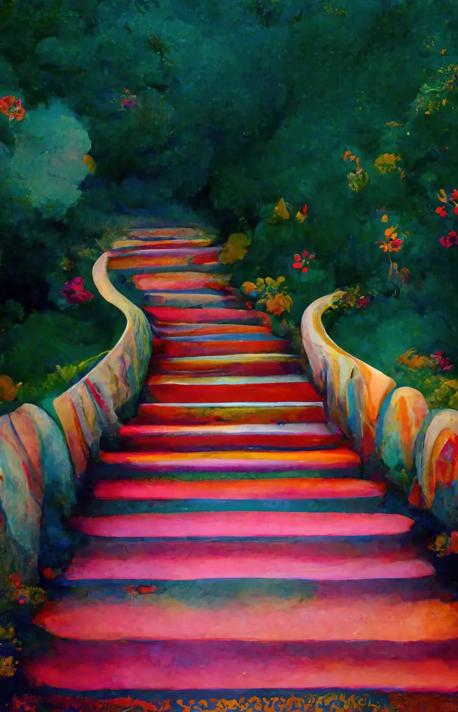 Rainbow Stairs 8X12 Ultracloth ( 96 X 144 Inch ) Backdrop
