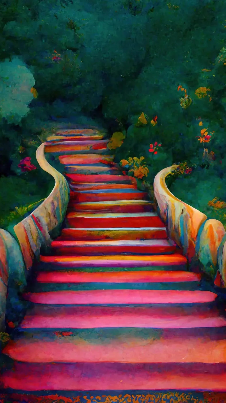 Rainbow Stairs 8X14 Ultracloth ( 96 X 168 Inch ) Backdrop