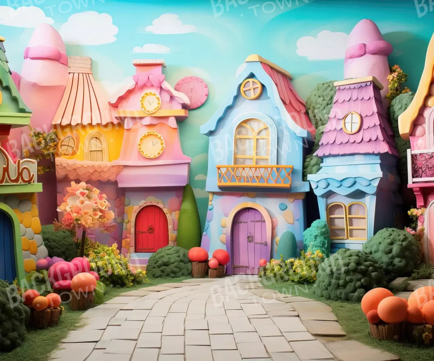 Rainbow Town 12’X10’ Ultracloth (144 X 120 Inch) Backdrop