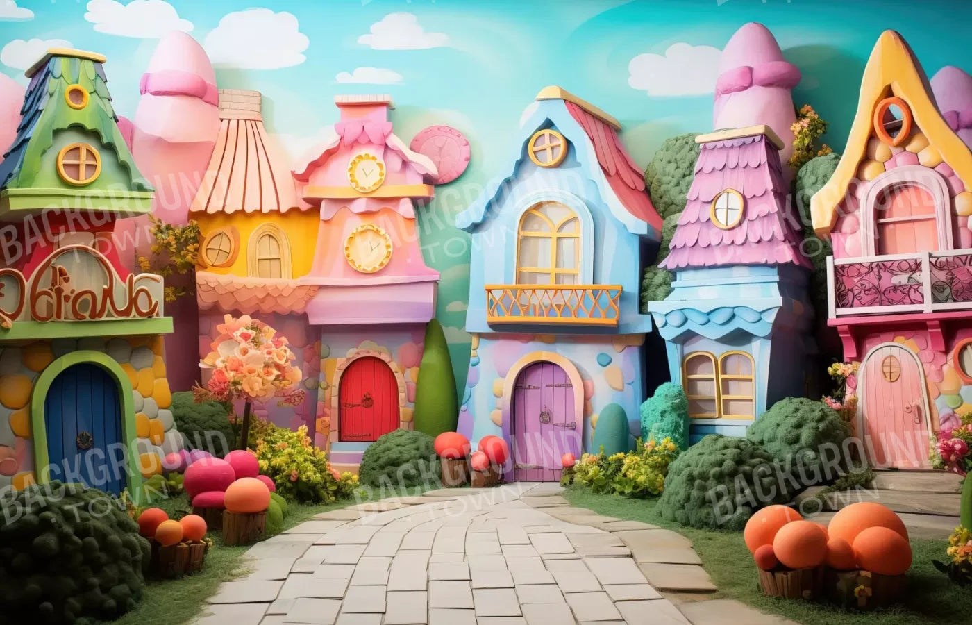 Rainbow Town 14’X9’ Ultracloth (168 X 108 Inch) Backdrop