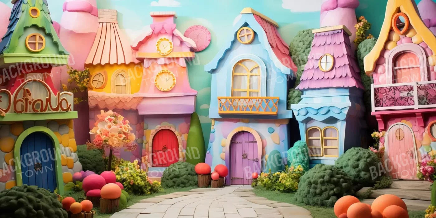 Rainbow Town 20’X10’ Ultracloth (240 X 120 Inch) Backdrop
