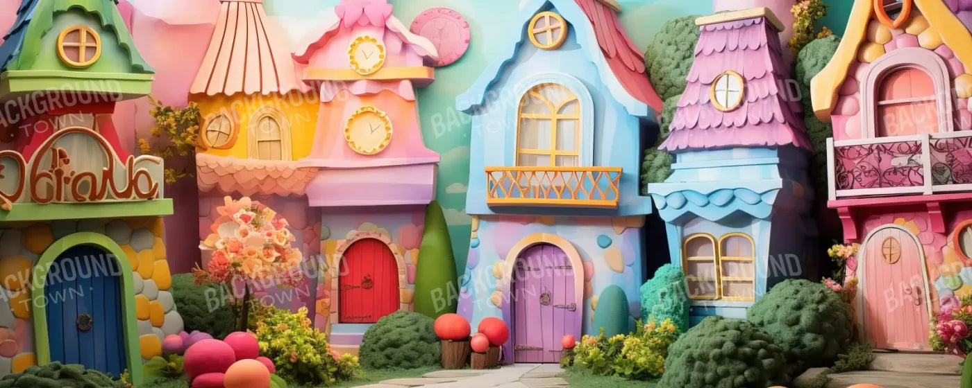 Rainbow Town 20’X8’ Ultracloth (240 X 96 Inch) Backdrop