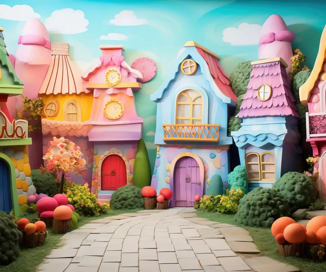 Rainbow Town 5’X4’2 Fleece (60 X 50 Inch) Backdrop