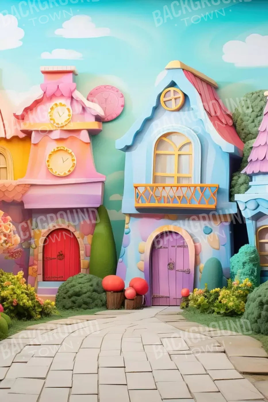 Rainbow Town 8’X12’ Ultracloth (96 X 144 Inch) Backdrop