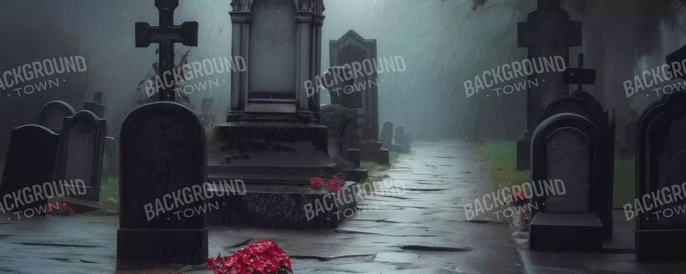 Rainy Old Cemetary 20’X8’ Ultracloth (240 X 96 Inch) Backdrop