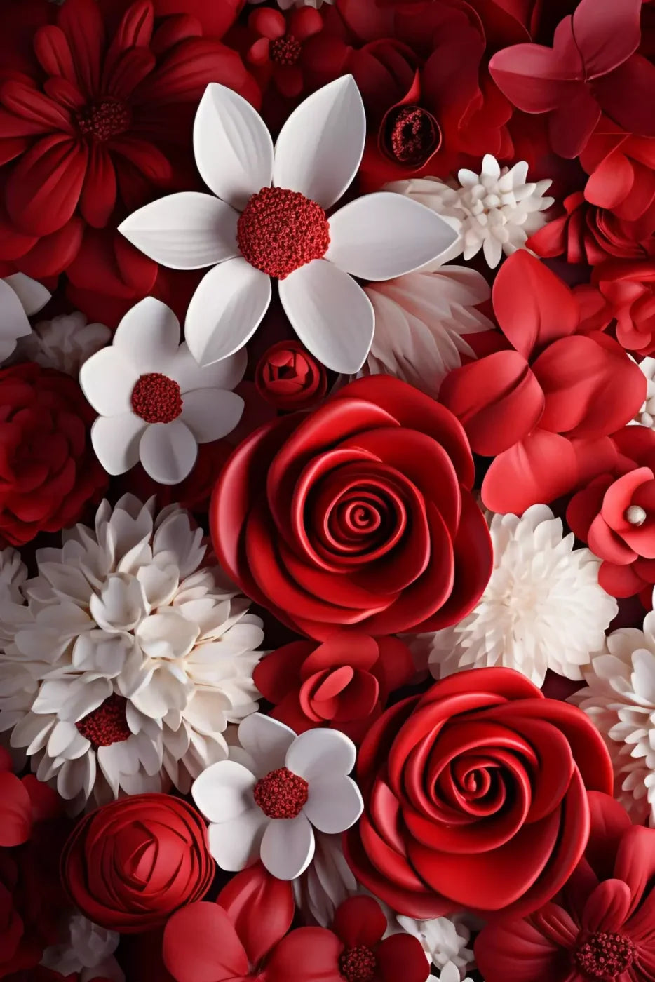 Red And White Floral 8X12 Ultracloth ( 96 X 144 Inch ) Backdrop