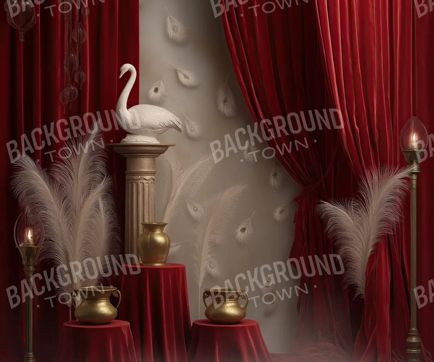 Red Curtian Gallery 5’x4’2 Fleece (60 x 50 inch) Backdrop